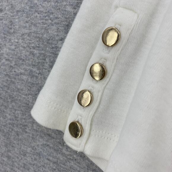 Ann Taylor Blouse Womens Medium White Scoop Neck 3/4 Sleeve Buttons - Picture 6 of 10